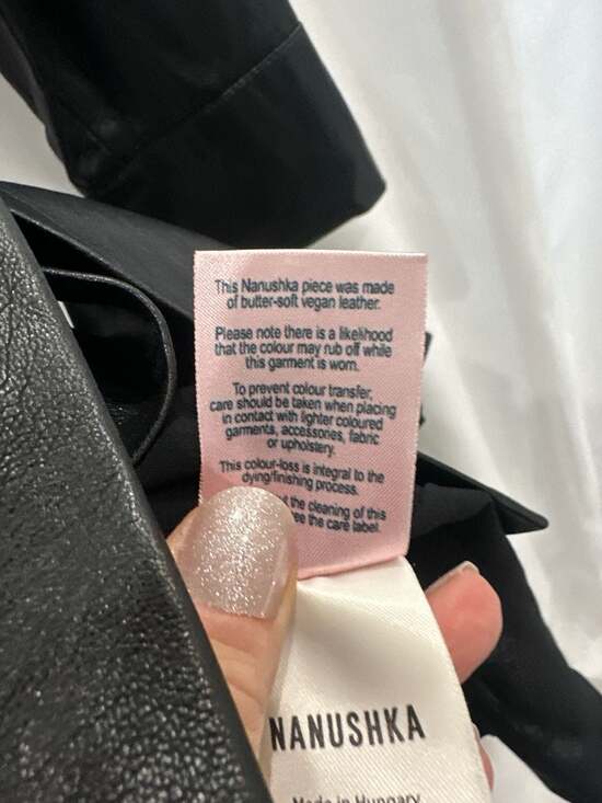 Nanushka Black Vegan Leather Belted Maya Mini Shirt Dress Size S - Picture 7 of 10